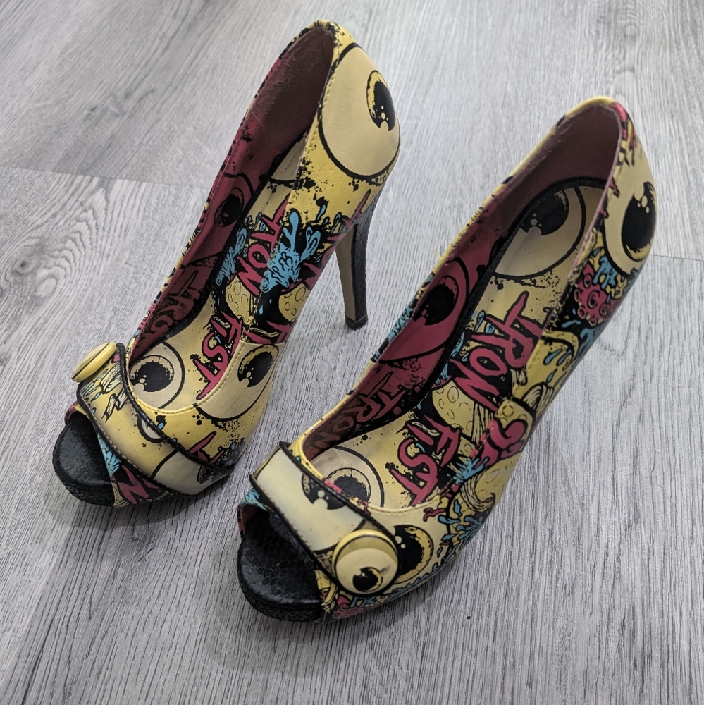 Iron Fist Oh No Eyeball Platform Heels EU 37 Scene Emo Y2K